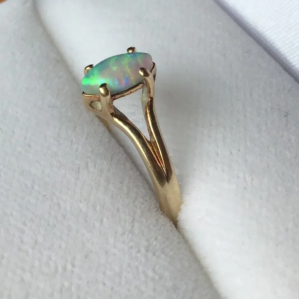 10K Gold & Natural Opal Vintage Ring - KSK - Picture 8 of 16